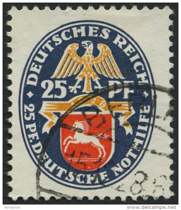 Dt. Reich 428Y O, 1928, 25 Pf. Nothilfe, Wz. Liegend, Pracht, Mi. 65.- - Oblitérés