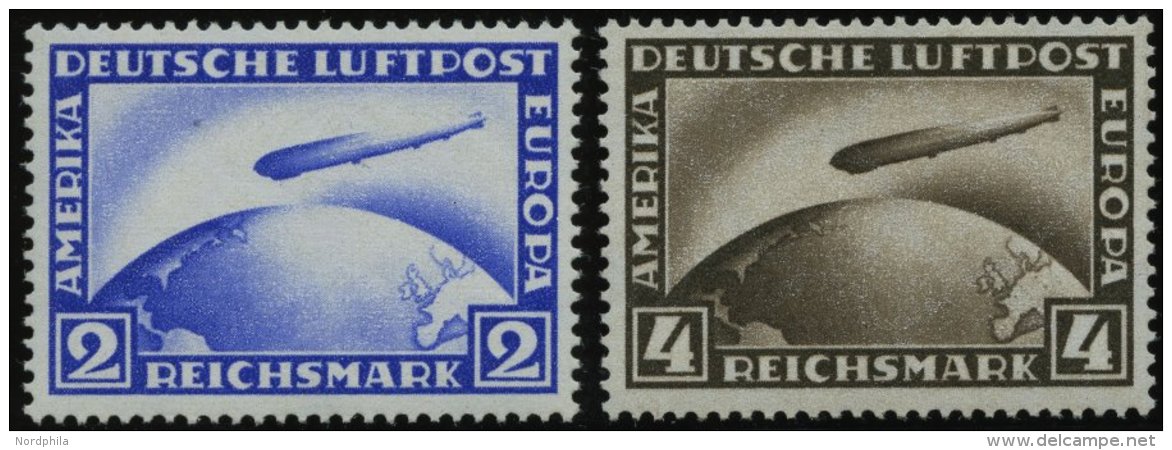 Dt. Reich 423/4 **, 1928, Graf Zeppelin, Prachtsatz, Mi. 420.- - Oblitérés