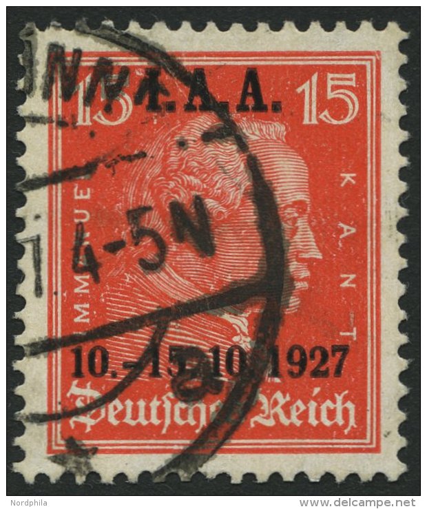 Dt. Reich 408 O, 1927, 15 Pf. I.A.A., Pracht, Mi. 85.- - Oblitérés