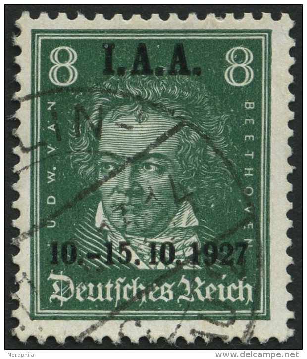 Dt. Reich 407 O, 1927, 8 Pf. I.A.A., Pracht, Mi. 85.- - Oblitérés