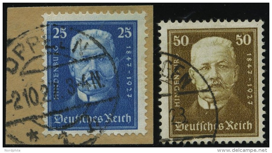 Dt. Reich 405BrfStk,406 O, 1927, 25 Und 50 Pf. Geburtstag, 2 Prachtwerte, Mi. 60.- - Oblitérés