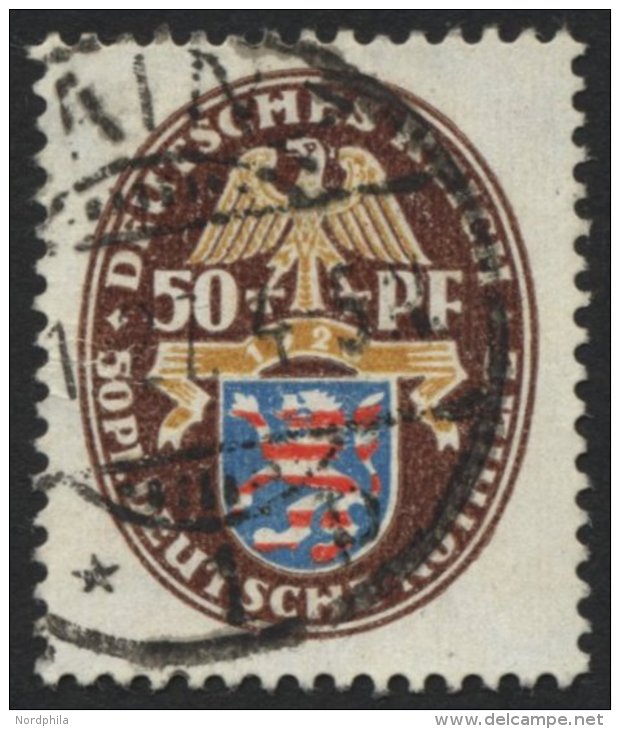 Dt. Reich 401X O, 1926, 50 Pf. Nothilfe, Wz. Stehend, Pracht, Mi. 130.- - Oblitérés