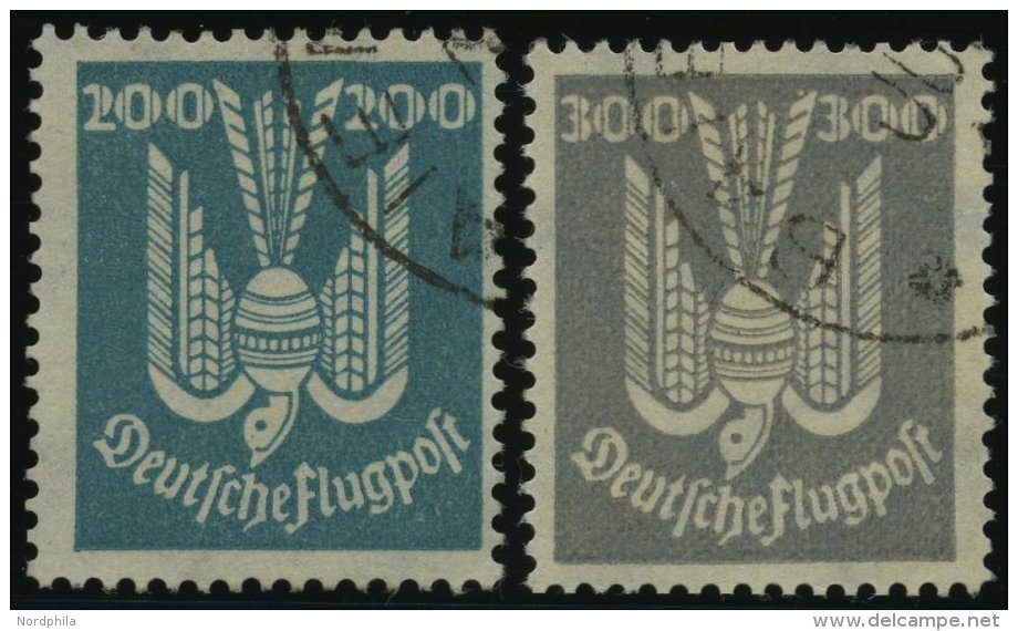 Dt. Reich 349/50 O, 1924, 200 Und 300 Pf. Holztaube, 2 Prachtwerte, Mi. 240.- - Oblitérés