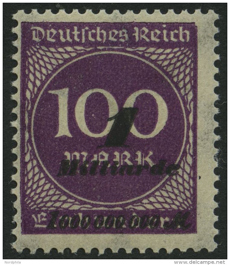 Dt. Reich 331a **, 1923, 1 Mrd. Auf 100 M. Violettpurpur, Pracht, Signiert, Mi. 220.- - Oblitérés