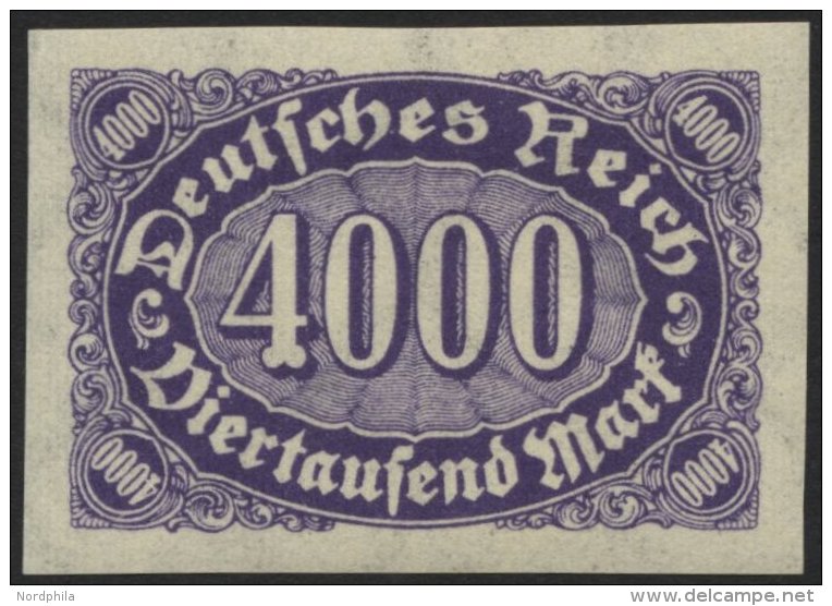 Dt. Reich 255U **, 1923, 4000 M. Dunkelbläulichviolett, Ungezähnt, Pracht, Mi. 150.- - Oblitérés