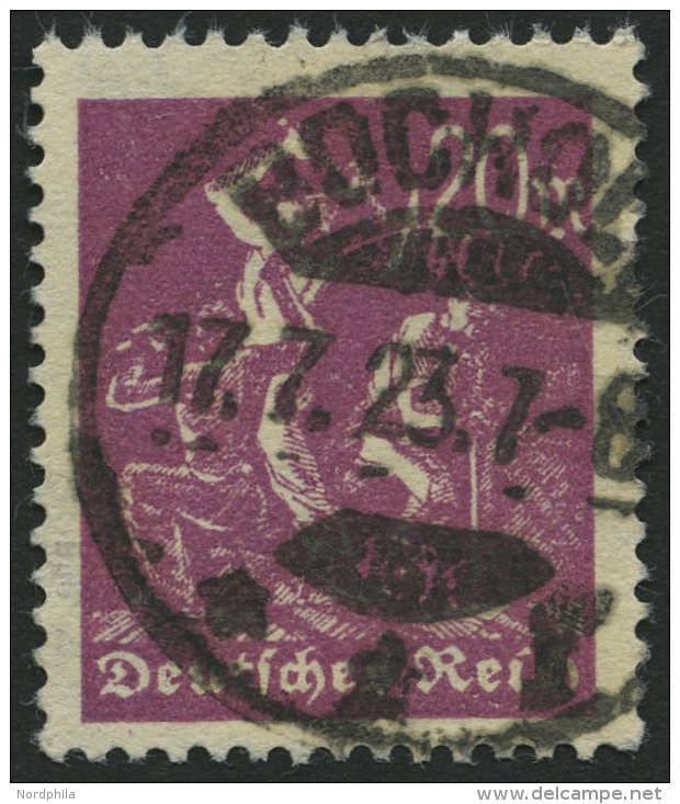 Dt. Reich 241Y O, 1923, 20 Pf. Braunlila, Liegendes Wz., Kleiner Zahnfehler Sonst Pracht, Gepr. Bechtold (voll Signiert) - Oblitérés