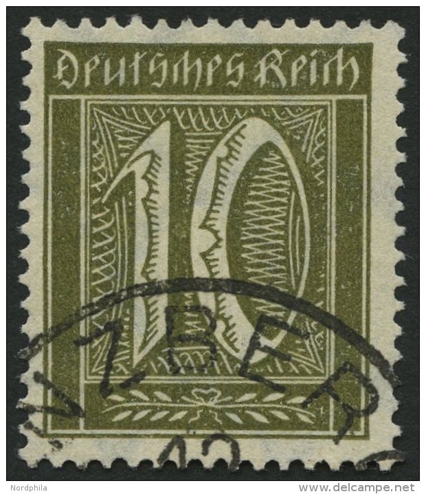 Dt. Reich 178 O, 1922, 10 Pf. Braunoliv, Wz. 2, Pracht, Fotobefund Weinbuch, Mi. 240.- - Oblitérés