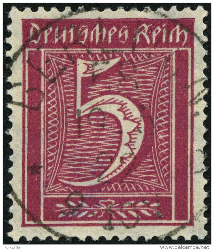 Dt. Reich 177 O, 1922, 5 Pf. Lilakarmin, Wz. 2, Pracht, Gepr. Peschl, Fotobefund Tworek, Mi. 260.- - Usati