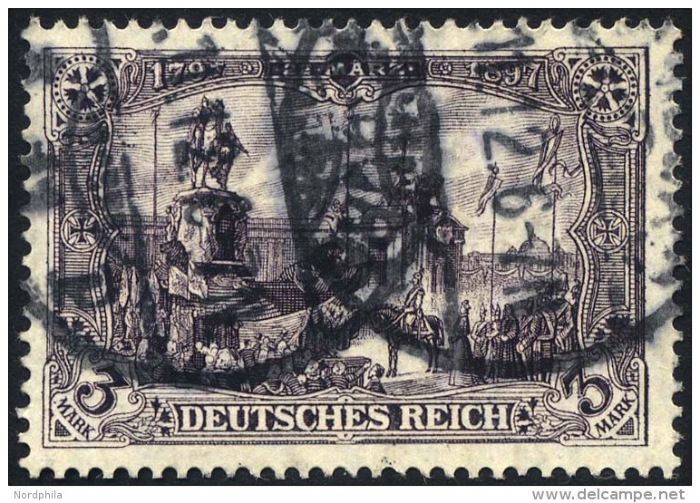 Dt. Reich 96AIa O, 1911, 3 M. Schwärzlichviolett Friedensdruck, Pracht, Gepr. Jäschke-L., Mi. 65.- - Oblitérés