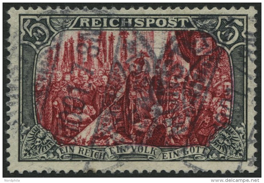 Dt. Reich 66IV O, 1900, 5 M. Reichspost, Type I, Nachmalung Nur Mit Deckweiß, Feinst (Bugspuren Und Ein Heller Zah - Oblitérés