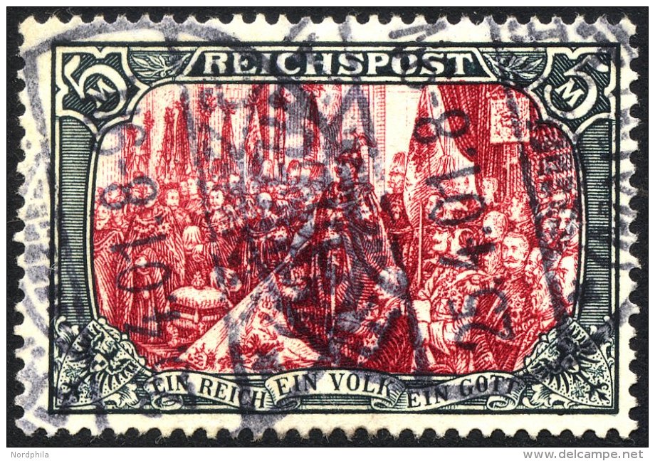 Dt. Reich 66I O, 1900, 5 M. Reichspost, Type I, Pracht, Fotoattest Jäschke-L., Mi. (2800.-) - Oblitérés