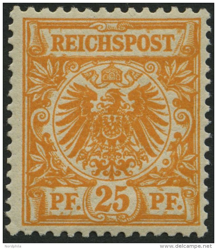 Dt. Reich 49b **, 1891, 25 Pf. Gelblichorange, Postfrisch, Pracht, Gepr. Zenker, Mi. 170.- - Usati