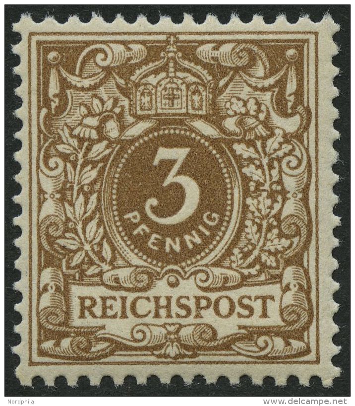 Dt. Reich 45cb **, 1899, 3 Pf. Ockerbraun, Postfrisch, Pracht, Mi. 130.- - Oblitérés