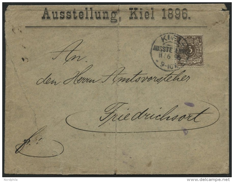 Dt. Reich 45b BRIEF, 1896, 3 Pf. Graubraun Mit Seltenem Sonderstempel KIEL AUSSTELLUNG, Feinst (Sonderumschlag Mäng - Oblitérés
