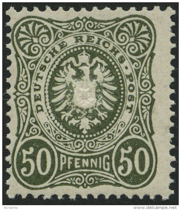 Dt. Reich 44b **, 1887, 50 Pf. Oliv, Postfrisch, Pracht, Mi. 100.- - Oblitérés