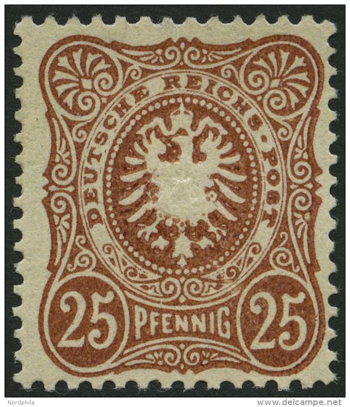 Dt. Reich 43c **, 1887, 25 Pf. Orangebraun, Postfrisch, Pracht, Gepr. Zenker, Mi. 100.- - Oblitérés