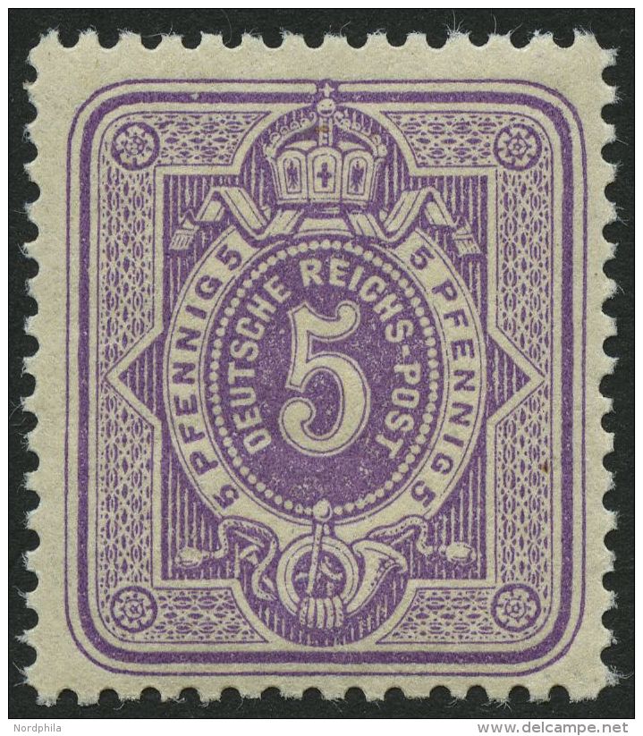 Dt. Reich 40I **, 1880, 5 Pf. Graupurpur, Frühauflage, Postfrisch, Pracht, Gepr. Zenker, Mi. 90.- - Oblitérés