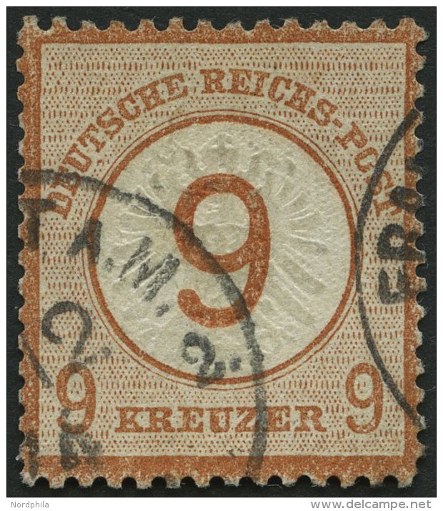 Dt. Reich 30 O, 1874, 9 Auf 9 Kr. Braunorange, Winzige Eckknitter, Normale Zähnung Sonst Pracht, Gepr. Brugger, Mi. - Oblitérés