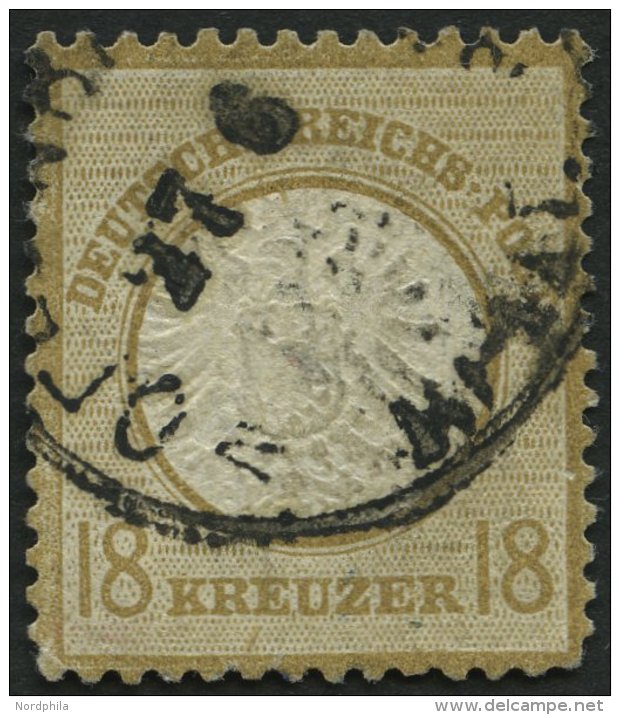 Dt. Reich 28 O, 1872, 18 Kr. Schwärzlichocker, K1 OFFENBACH, Feinst (Zahnfehler Und Etwas Bügig), Fotobefund S - Oblitérés