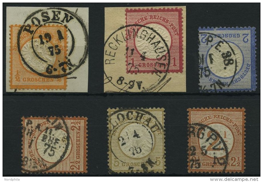 Dt. Reich 18-22,29 O,BrfStk , 1872, 6 Werte Große Brustschilde Mit Stempeldaten Von 1875 (als Pf.-Marken Verwendet - Oblitérés