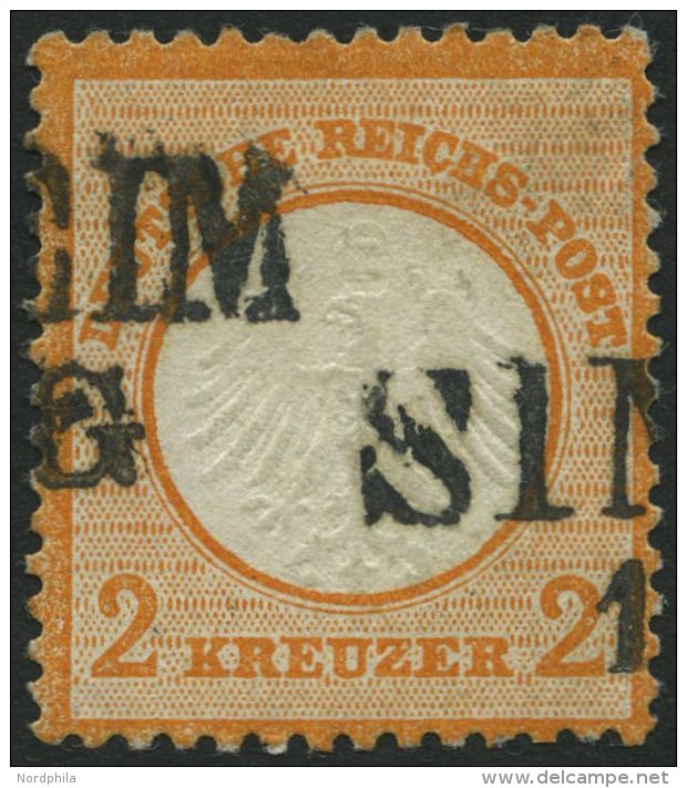 Dt. Reich 15 O, 1872, 2 Kr. Orange, Badischer L2 SINSHEIM!, Pracht, Signiert, Mi. 250.- - Usados