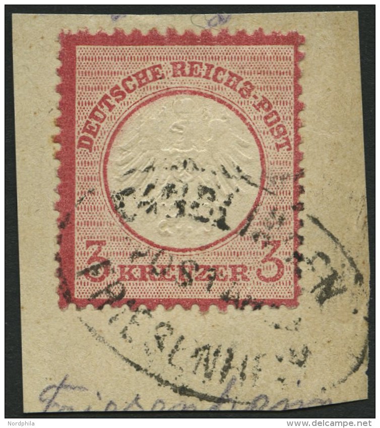 Dt. Reich 9 BrfStk, 1872, 3 Kr. Karmin, Postablagestempel DINGLINGEN/FRIESENHEIM, Prachtbriefstück, Fotobefund Br&u - Oblitérés