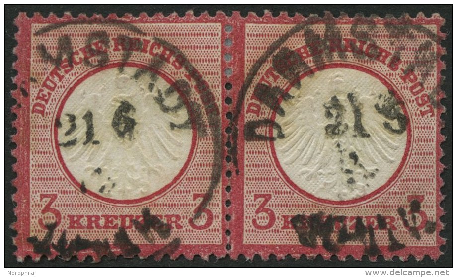 Dt. Reich 9 Paar O, 1872, 3 Kr. Karmin Im Waagerechten Paar, K1 DARMSTADT, Pracht - Oblitérés