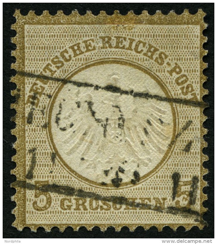 Dt. Reich 6I O, 1872, 5 Gr. Ockerbraun Mit Plattenfehler Fleck Im Bogen Der Rechten 5, Repariert Wie Pracht, Mi. 300.- - Oblitérés