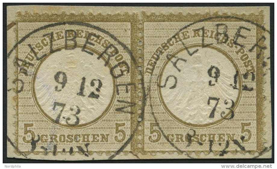 Dt. Reich 6 Paar BrfStk, 1872, 5 Gr. Ockerbraun Im Waagerechten Paar, K1 SALZBERGEN, Leichte Blaustiftspur, Prachtbriefs - Oblitérés