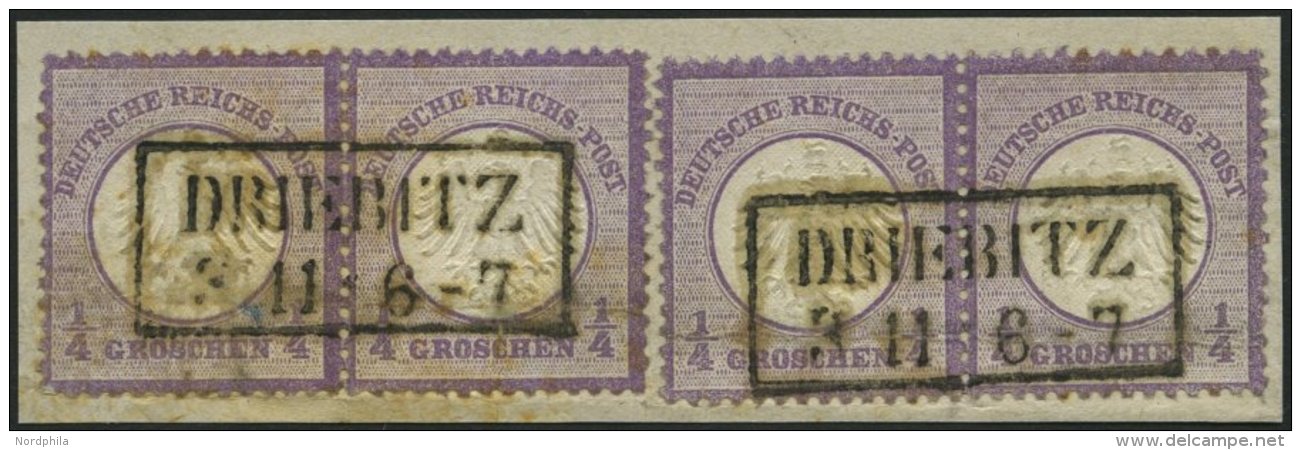 Dt. Reich 1 Paar BrfStk, 1872, 1/4 Gr. Grauviolett, 2 Waagerechte Paare Mit Zentrischen R2 DRIEBITZ Auf Dekorativem Brie - Oblitérés