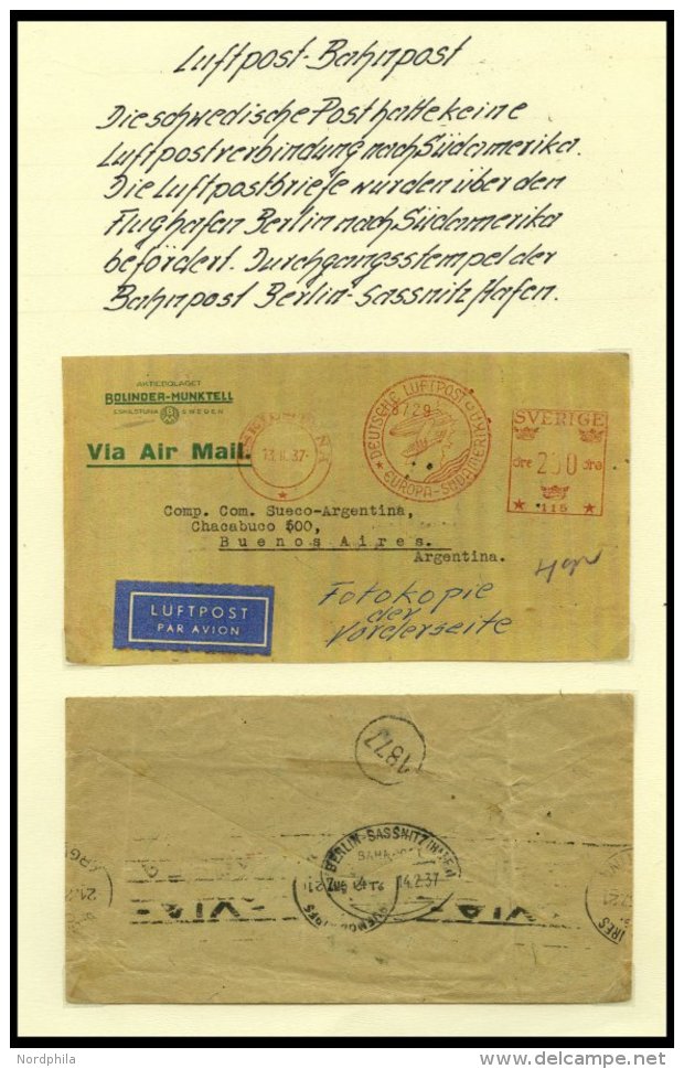 BAHNPOST Luftpost-Bahnpost, 1937-1963, 4 Verschiedene Belege, Dabei Feldpostbrief Nach Leningrad, Feinst/Pracht - Machines à Affranchir (EMA)