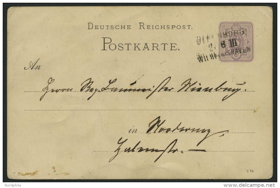 BAHNPOST DR P 12 BRIEF, Oldenburg-Wilhelmshafen, L3 Auf 5 Pf. Ganzsachenkarte Von 1885 Nach Norderney, Feinst - Machines à Affranchir (EMA)