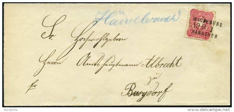 BAHNPOST DR 41 BRIEF, Magdeburg-Hannover, L3 Und Handschriftlich HÄMELMARK Auf Brief Mit 10 Pf. Karmin Von 1881, Pr - Máquinas Franqueo (EMA)
