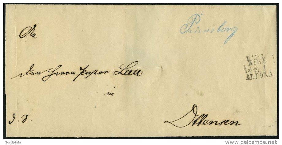 BAHNPOST Kiel-Altona, L3 Und Handschriftlich PINNEBERG Auf Brief Von 1867, Feinst - Machines à Affranchir (EMA)