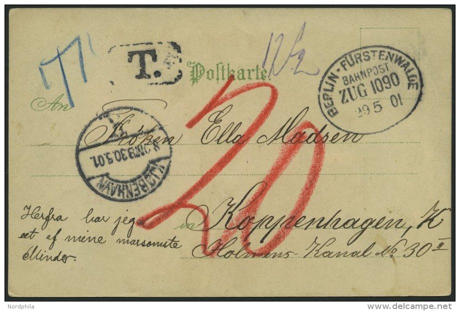 BAHNPOST Berlin-Fürstenwalde (Zug 1090) Auf Ansichtskarte (Gruss Aus Berlin) Von 1901 Nach Kopenhagen/Dänemark - Machines à Affranchir (EMA)