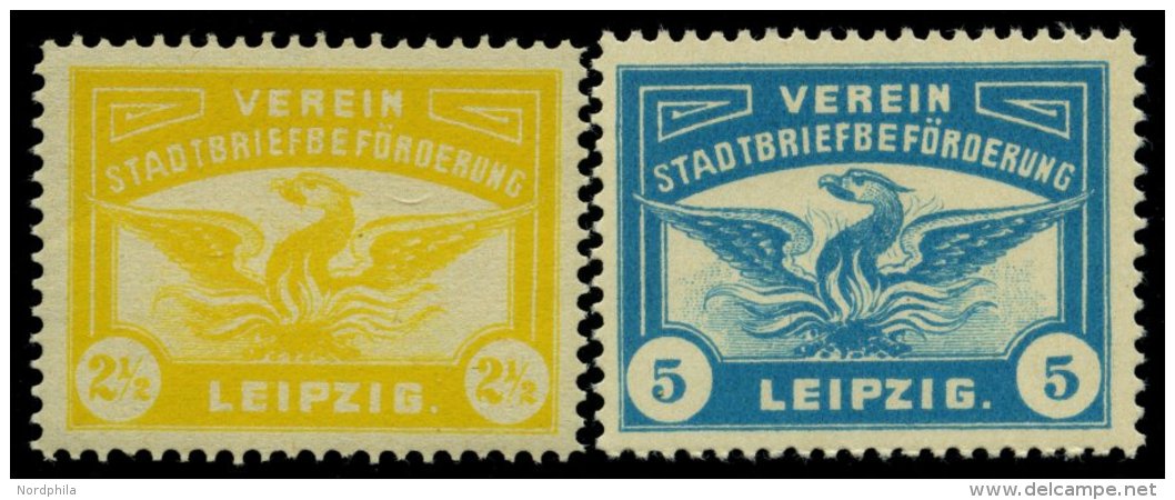 LEIPZIG G 6,8 **, 1908, 21/2 Und 5 Pf. Phönix, 2 Prachtwerte, Mi. Für * (40.-) - Postes Privées & Locales