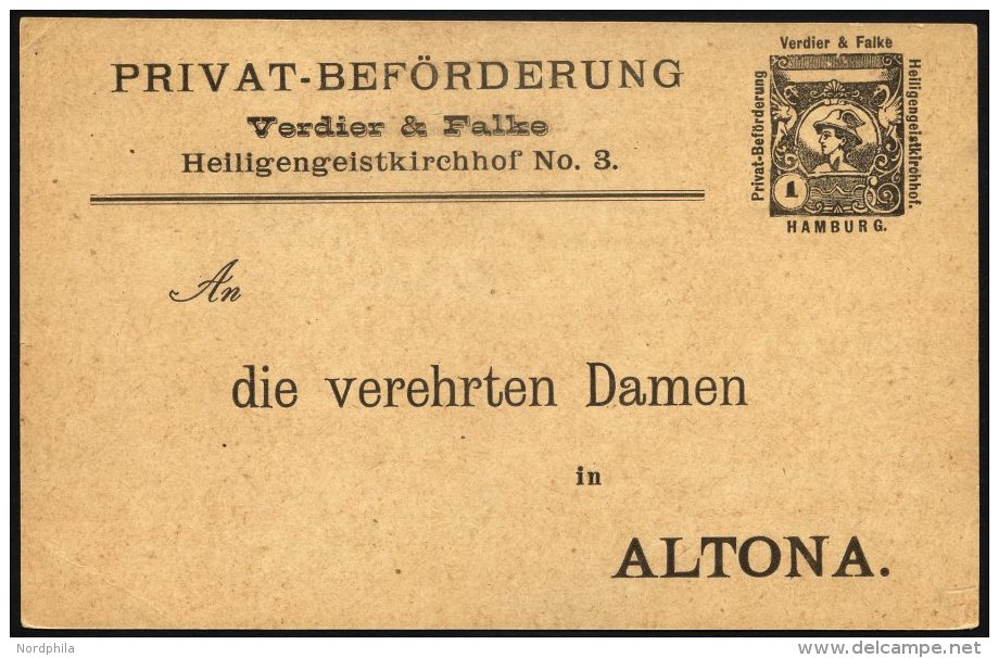 HAMBURG E PP 5 BRIEF, HAMMONIA II: 1889, Privatkarte 1 Pf. Schwarz, Ungebraucht, Pracht - Postes Privées & Locales