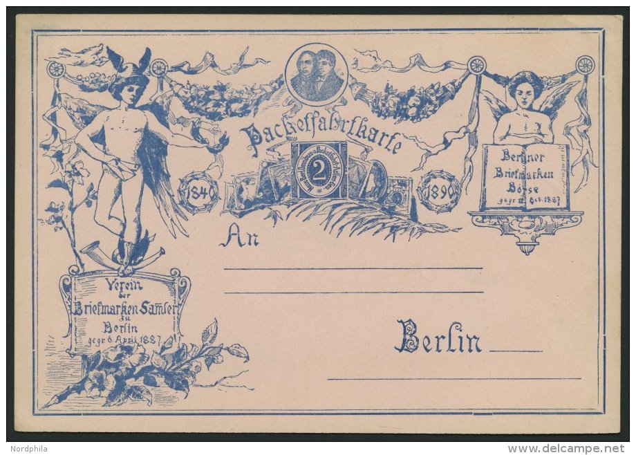 BERLIN Berliner Paketfahrt: 1887, Jubiläumskarte: Verein Der Briefmarkensammler, Wertstempel In Der Mitte, Links Ve - Autres & Non Classés