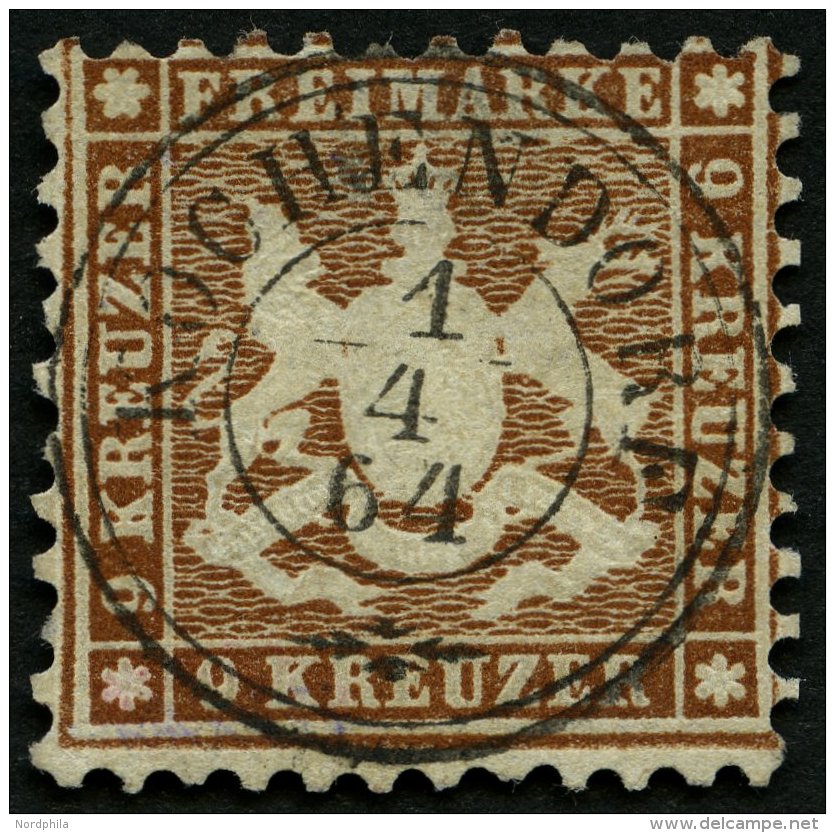 WÜRTTEMBERG 28a O, KOCHENDORF, K3 Zentrisch Auf 9 Kr. Rötlichbraun, Feinst, Gepr. Thoma - Autres & Non Classés