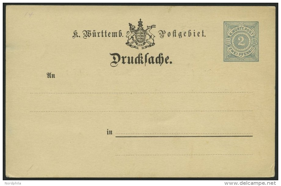 WÜRTTEMBERG DRP 6 BRIEF, 1893, 2 Pf., Rechteckiger Rahmen, Drucksachen-Postkarte, Mit Wappen, Ungebraucht, Feinst ( - Autres & Non Classés