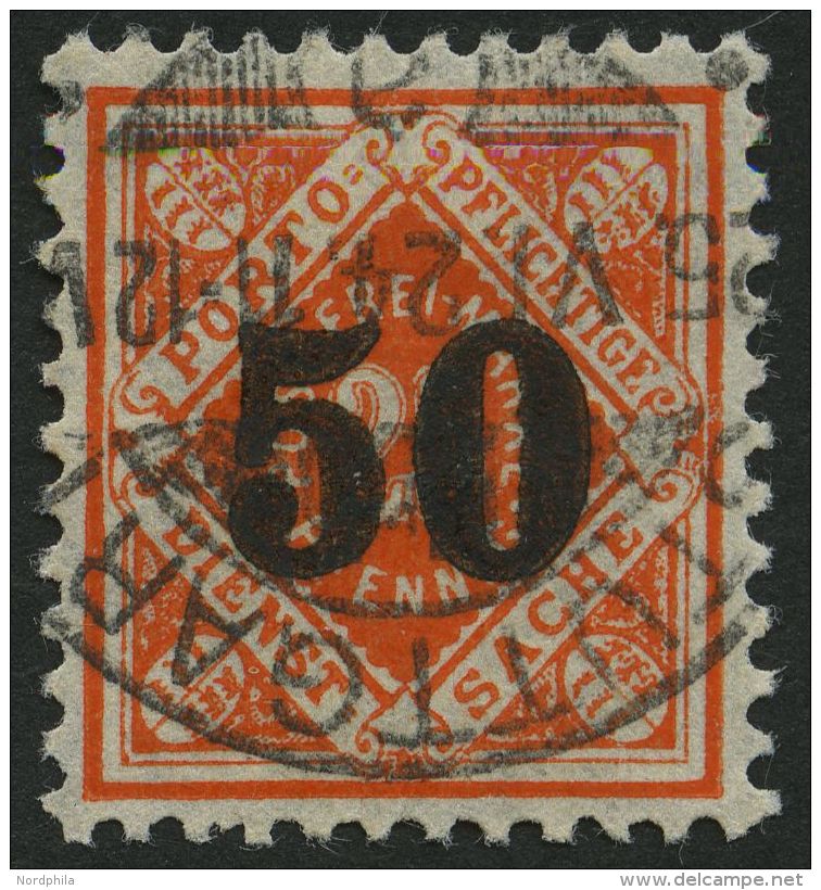 WÜRTTEMBERG 188 O, 1923, 50 Auf 25 Pf. Rotorange, Pracht, Fotoattest Klinkhammer, Mi. (1100.-) - Autres & Non Classés