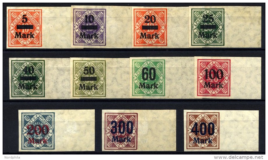 WÜRTTEMBERG 159-70PU*, **, 1923, Ziffer In Raute, Ungezähnt, Alle Mit Breitem Rechten Rand, Prachtsatz (11 Wer - Autres & Non Classés