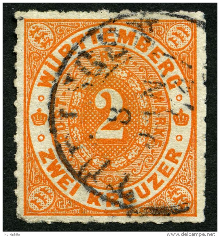 WÜRTTEMBERG 37b O, 1869, 2 Kr. Tieforange, Pracht, Gepr. Heinrich, Mi. 300.- - Autres & Non Classés