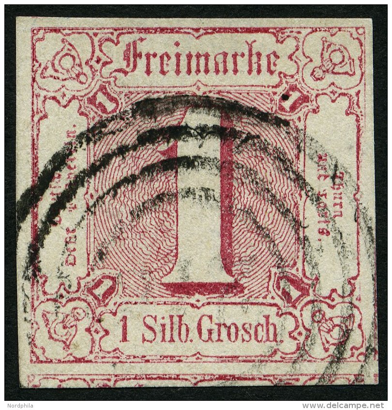 THURN Und TAXIS 29 O, 1863, 1 Gr. Karminrot, Allseits Riesenrandig, Pracht - Autres & Non Classés