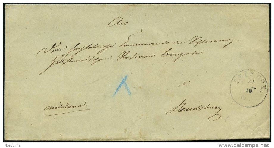 SCHLESWIG-HOLSTEIN 1850, Militärbrief Mit K1 ITZEHOE Nach Rendsburg, Gut Erhaltenes Lacksiegel Schleswig Holstein/L - Schleswig-Holstein