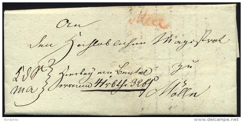 SCHLESWIG-HOLSTEIN 1832, Handschriftlich V. Kiel In Rot Auf K.D.S. Nach Mölln Mit Inhalt: Rechnung Für 2 Krank - Schleswig-Holstein