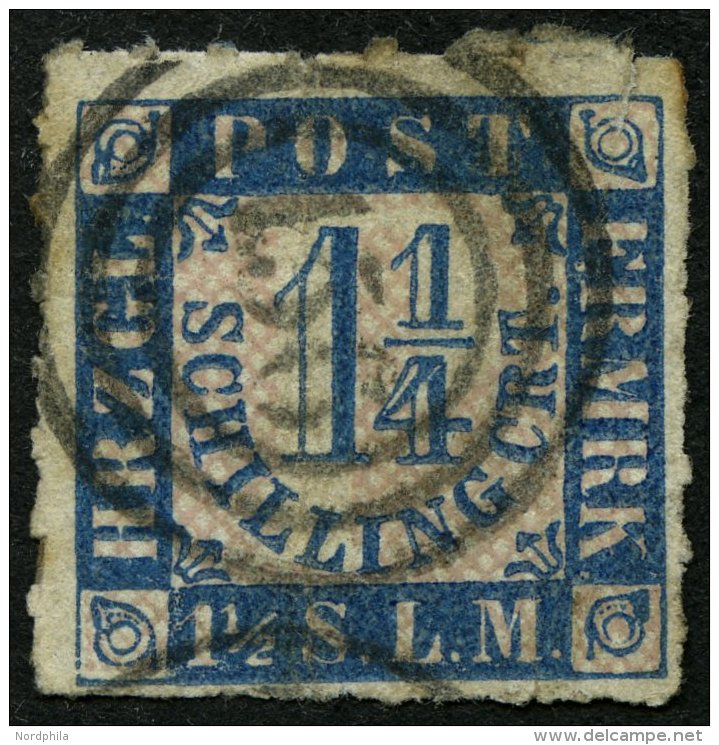 SCHLESWIG-HOLSTEIN 7 O, 156 (HANERAU) Auf 11/4 S. Mittelblau/weißrosa, Marke Fehlerhaft - Schleswig-Holstein