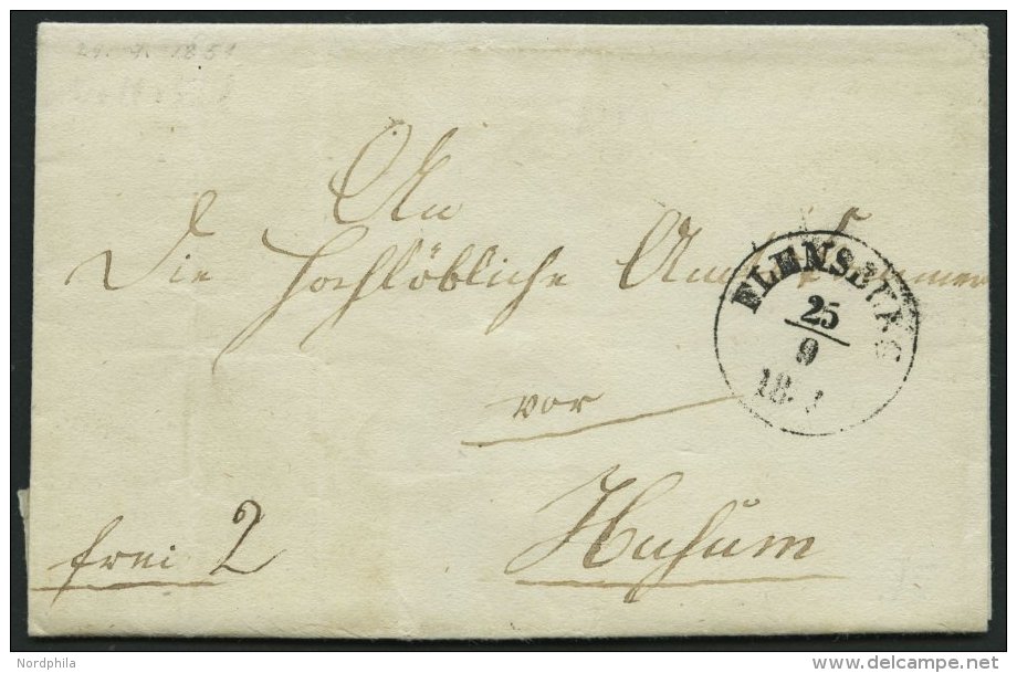 SCHLESWIG-HOLSTEIN Brief Aus Wallsbüll (1851) Mit K1 FLENSBURG, Pracht - Préphilatélie