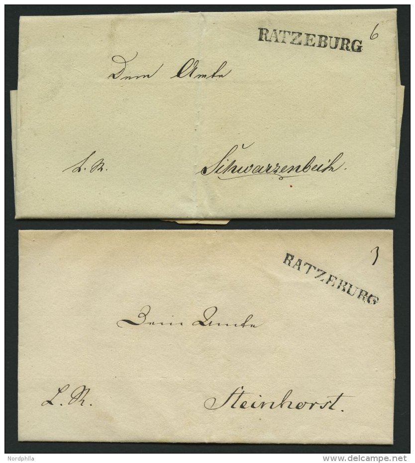 SCHLESWIG-HOLSTEIN RATZEBURG, L1, 2 Verschiedene Belege (1838, Zwei Typen), Pracht - Préphilatélie