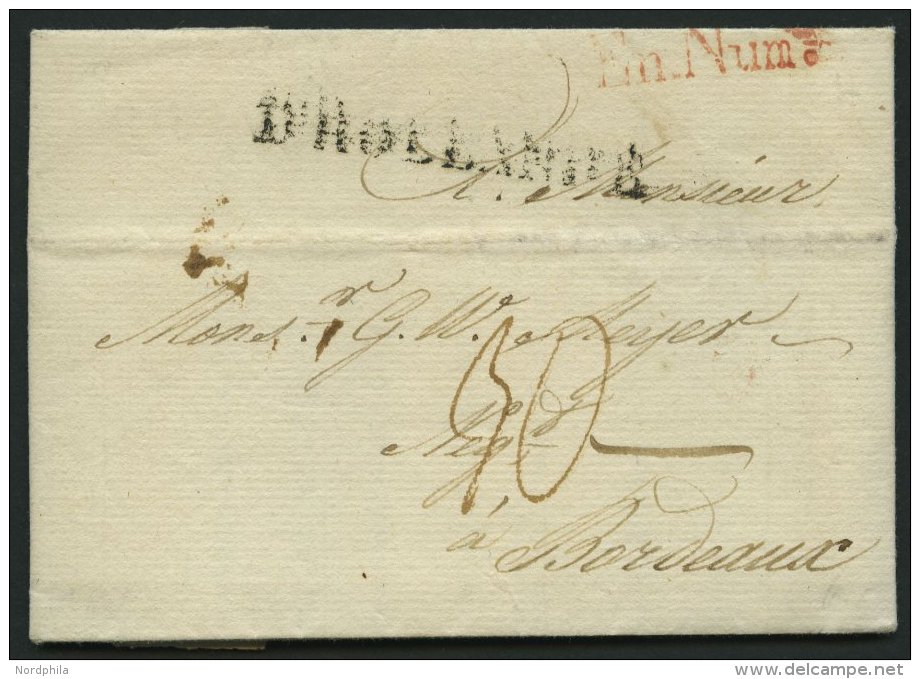HAMBURG - GRENZÜBERGANGSSTEMPEL 1796, D`HOLLANDE, L1 Auf Brief Von Hamburg Nach Bordeaux, Roter Stempel En. Num., P - Préphilatélie